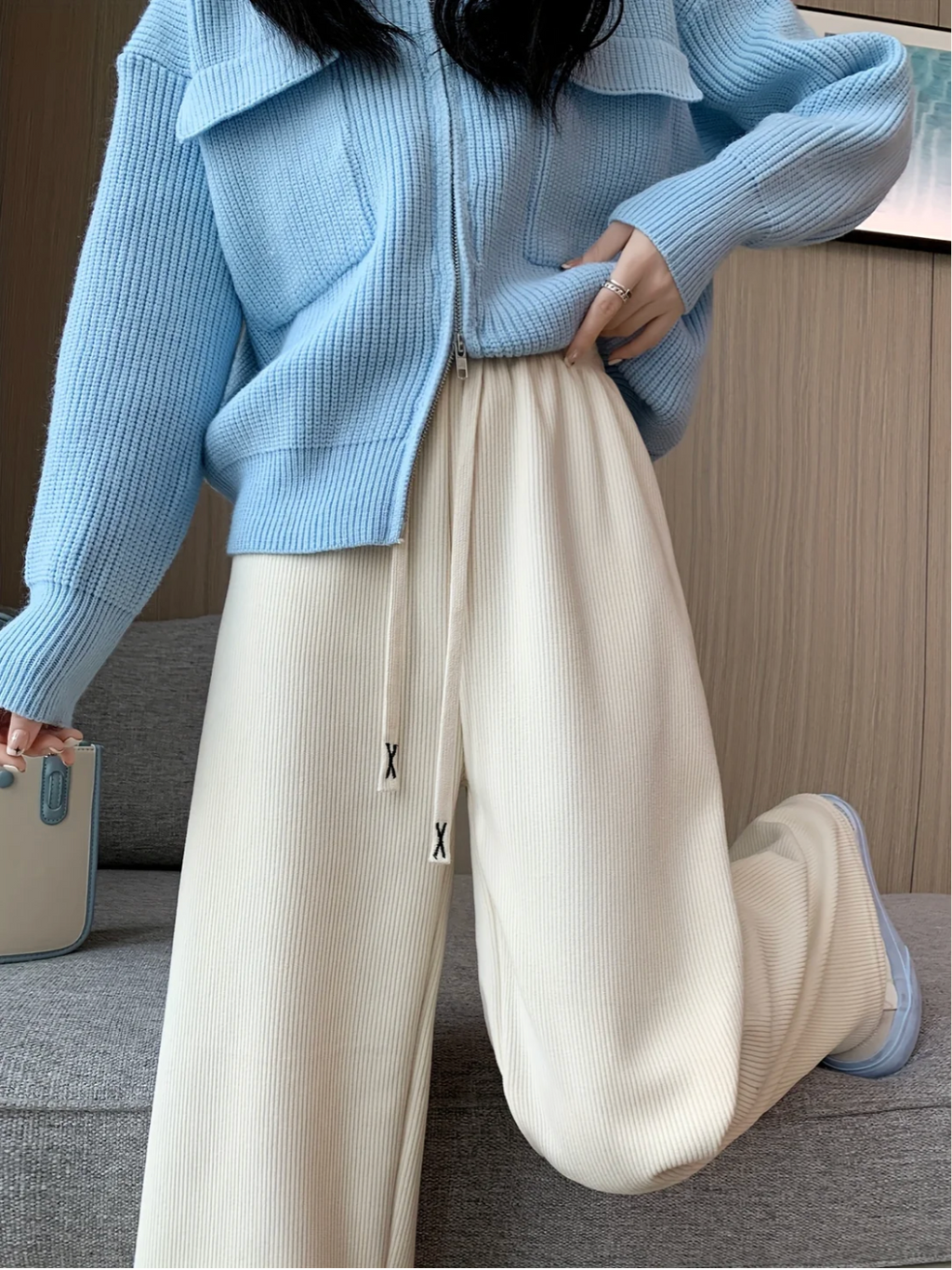 Petra | Women's Fleece Lined Trousers – Wide Leg Trousers