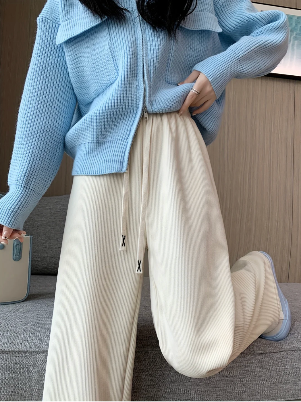 Petra | Women's Fleece Lined Trousers – Wide Leg Trousers