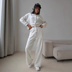 Elena | Elegant Loungewear Set with Button Placket & Elastic Pants