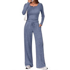 Willow | Chic Loungewear Set with Button Top & Wide Pants