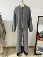 Isla | Relaxed Knit Set with Modern Collar