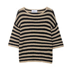 Fern | Relaxed Striped Knit Sweater with 3/4 Sleeves