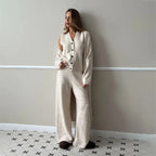 Freya | Elegant Cardigan Set with Wide Leg Pants