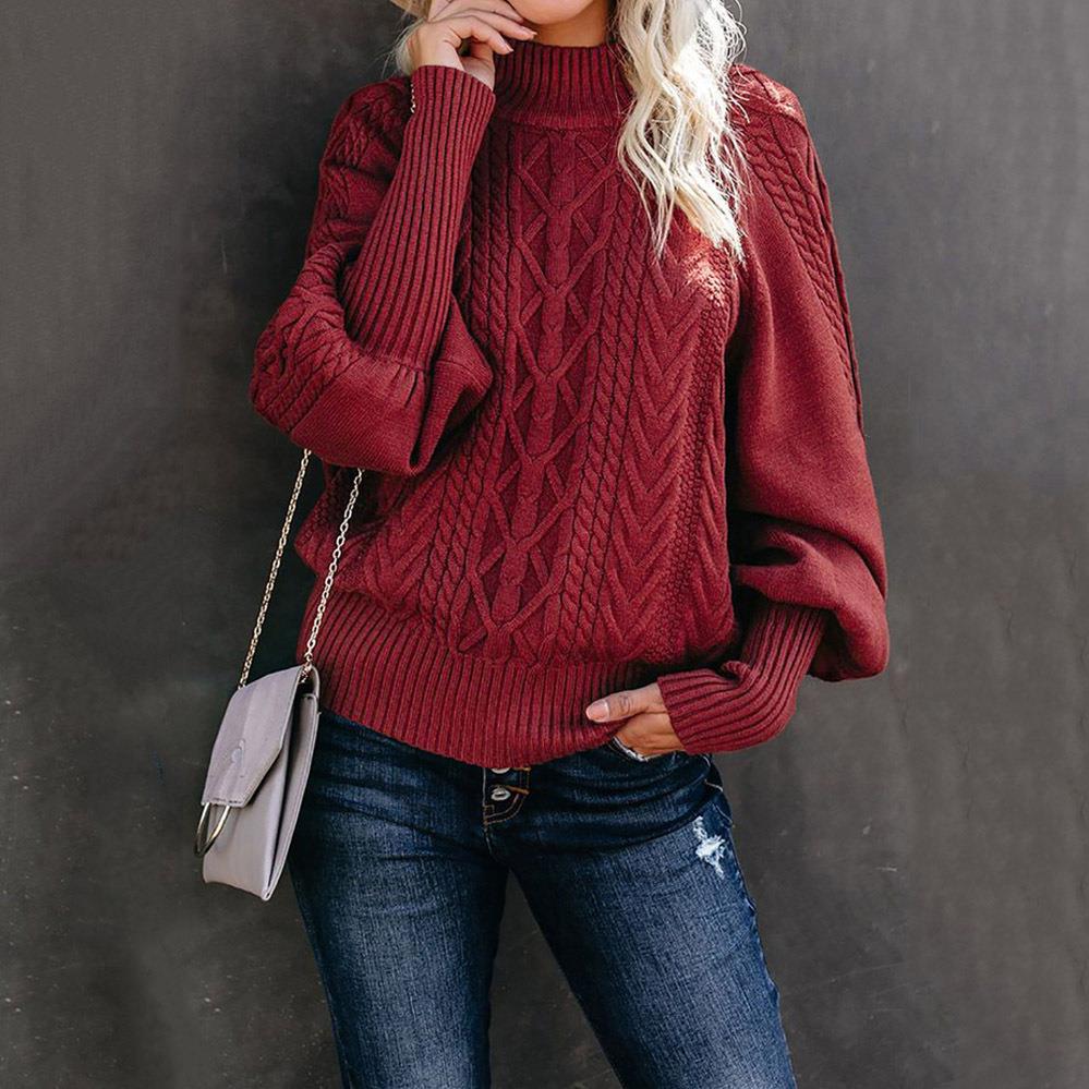 Sage | Textured Knit Sweater with High Collar