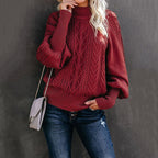 Sage | Textured Knit Sweater with High Collar