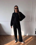 Elena | Elegant Loungewear Set with Button Placket & Elastic Pants