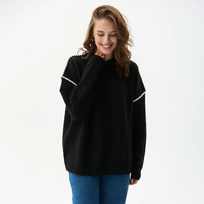 Hazel | Elegant Ribbed Knit Sweater with Wide Sleeves