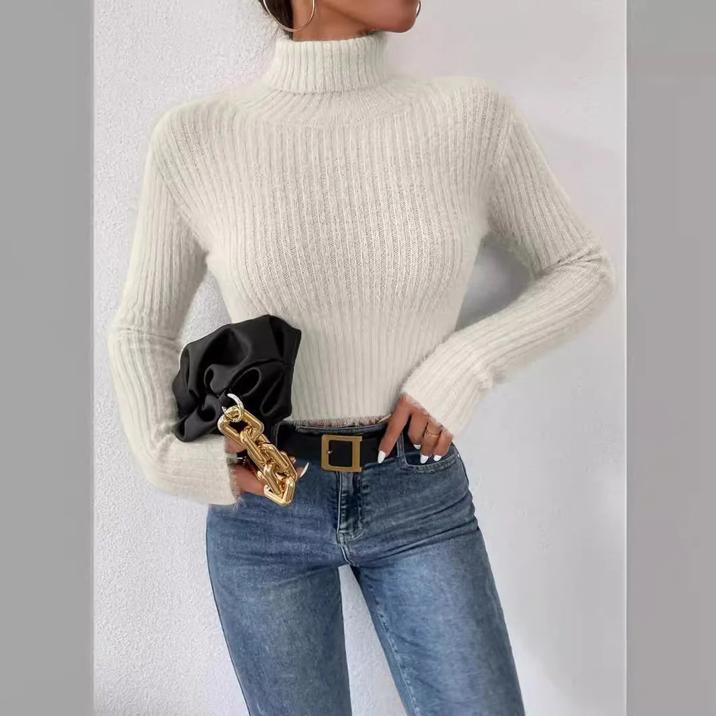 Marlow | Fitted Fine Knit Sweater with High Collar