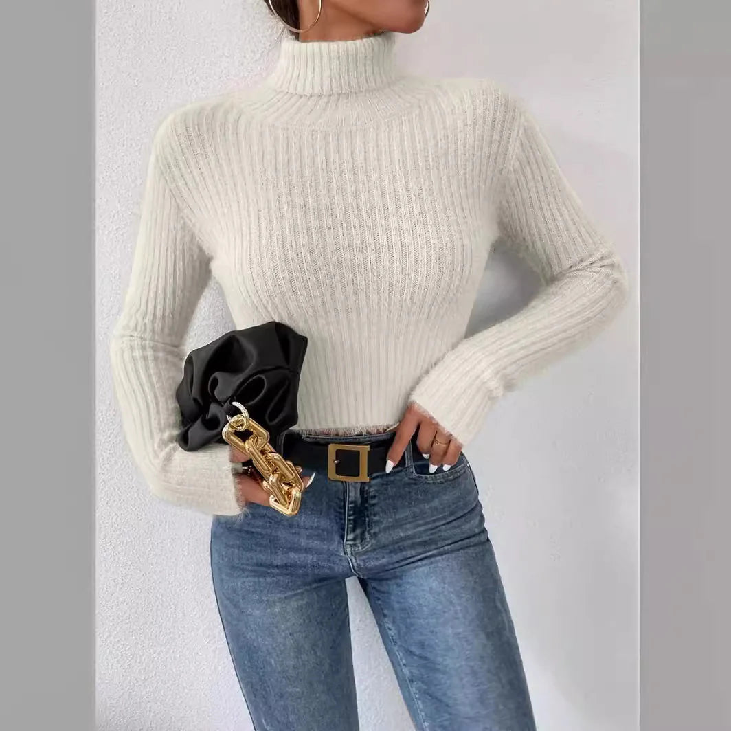 Marlow | Fitted Fine Knit Sweater with High Collar