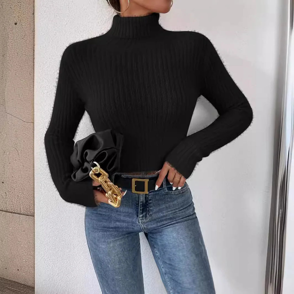 Marlow | Fitted Fine Knit Sweater with High Collar