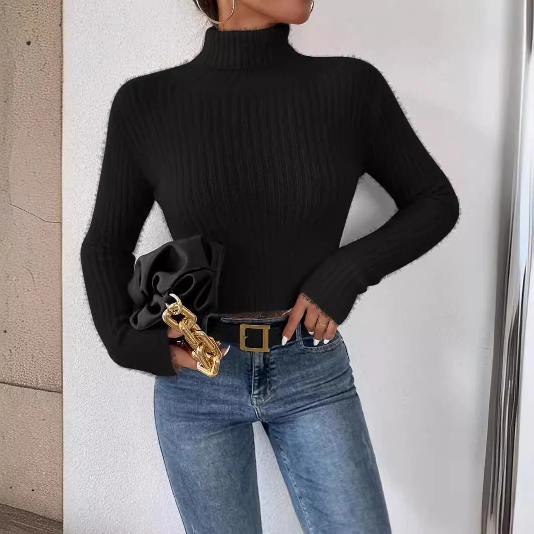 Marlow | Fitted Fine Knit Sweater with High Collar