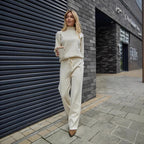 Simone | Elegant Cotton Knit Set with High Collar