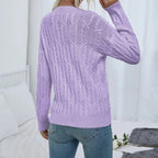 Odile – Women's Sky Blue Round Neck Cable Knit Jumper