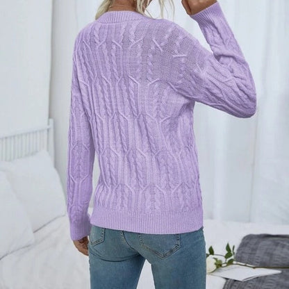 Odile – Women's Sky Blue Round Neck Cable Knit Jumper