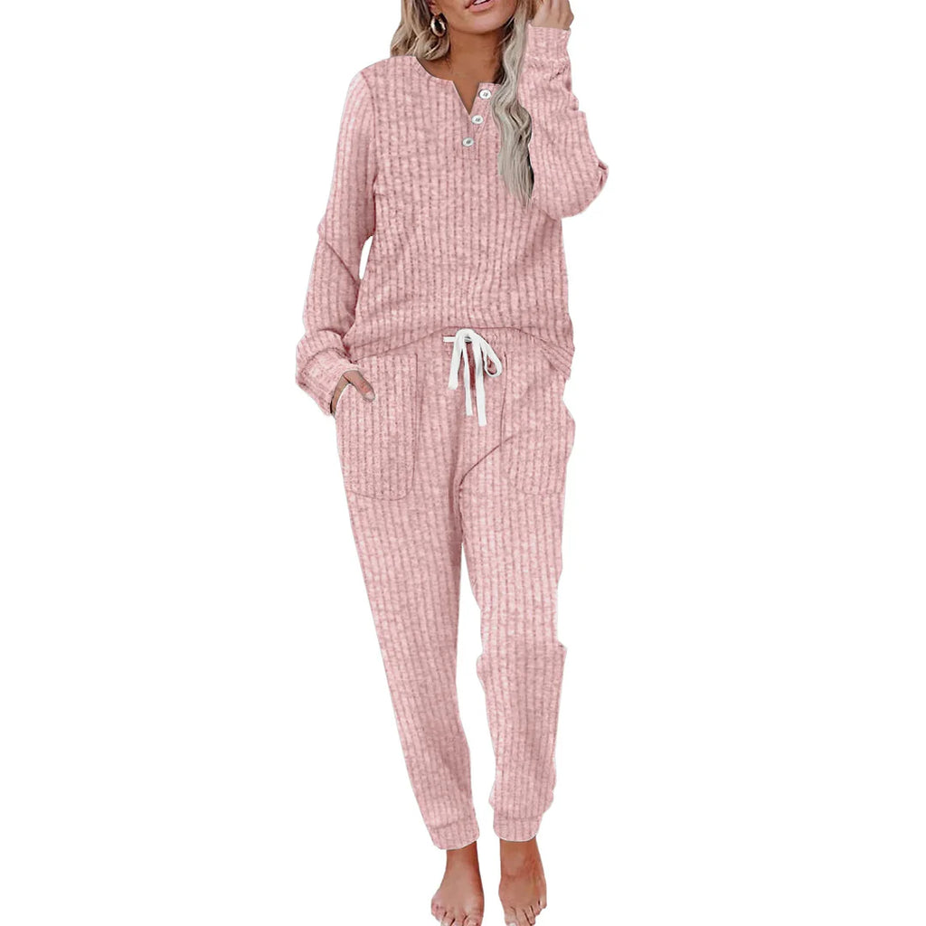 Ivy | Striped Loungewear Set with Long-Sleeve Top & Wide Pants