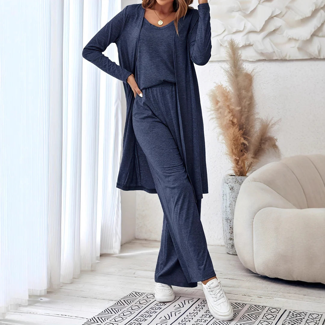 Aria | Cozy Loungewear Set with Long Cardigan & Loose Pants