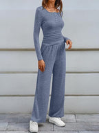 Willow | Chic Loungewear Set with Button Top & Wide Pants