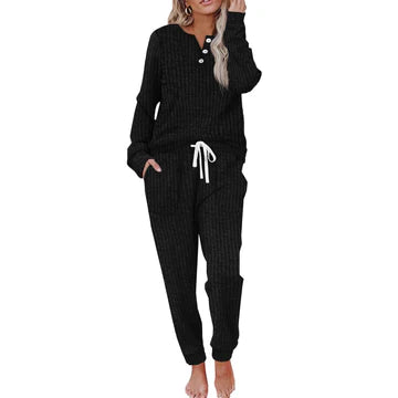 Ivy | Striped Loungewear Set with Long-Sleeve Top & Wide Pants