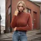 Adele | Elegant Fine Knit Sweater with High Collar