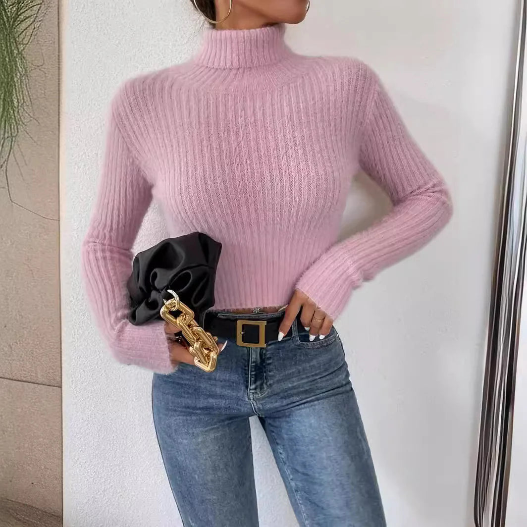 Marlow | Fitted Fine Knit Sweater with High Collar