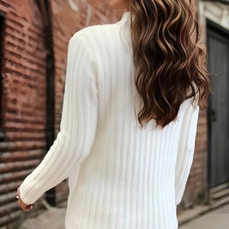 Adele | Elegant Fine Knit Sweater with High Collar