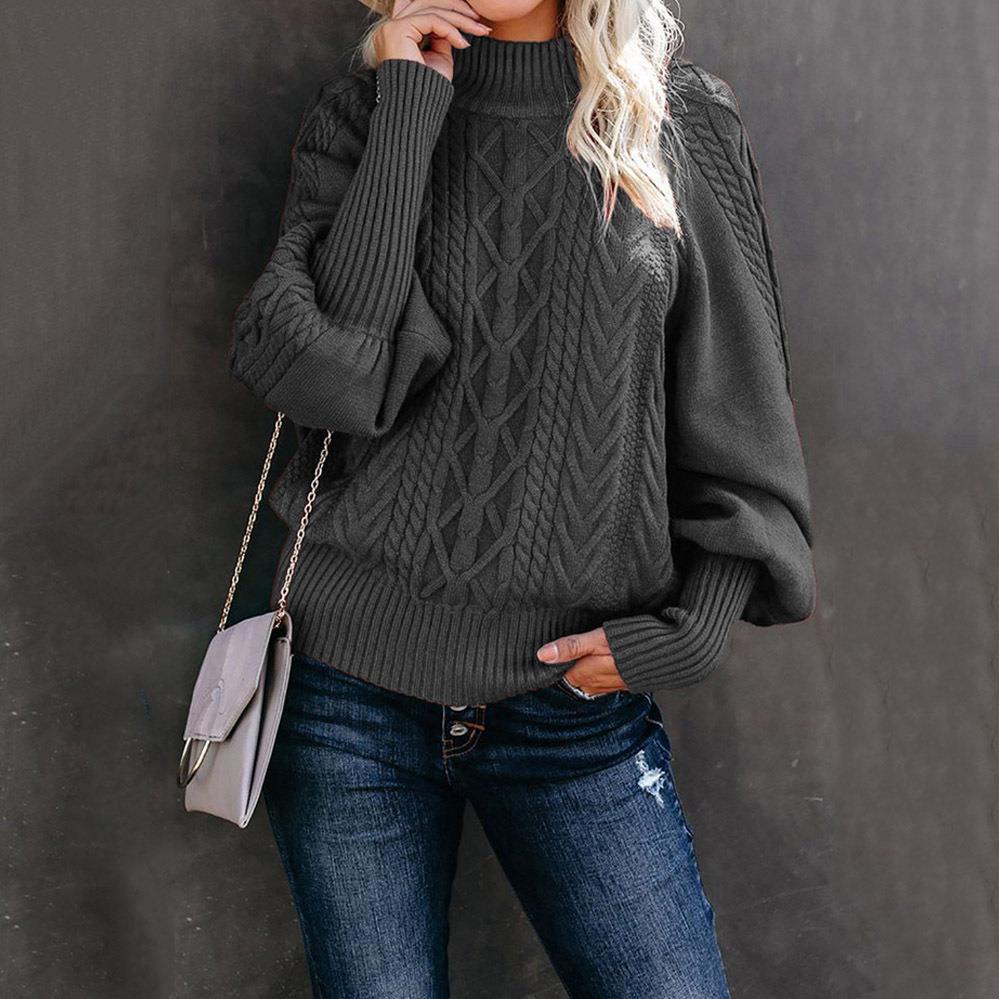 Sage | Textured Knit Sweater with High Collar