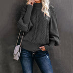 Sage | Textured Knit Sweater with High Collar