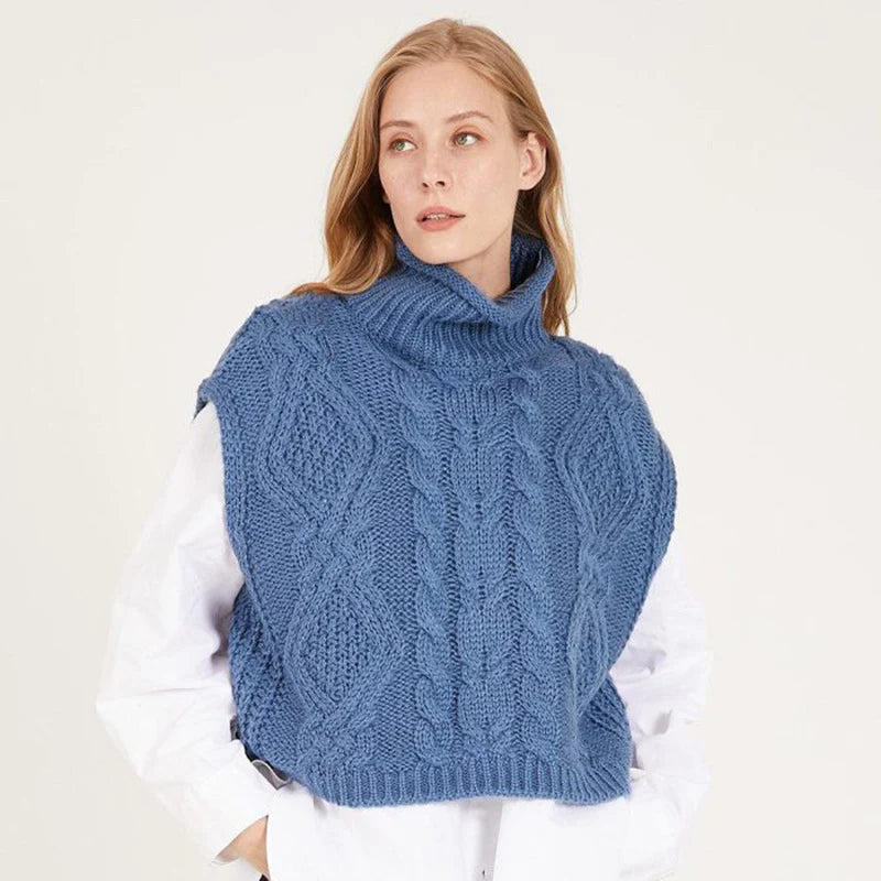 Celeste – Women's Grey Turtleneck Cable Knit Jumper
