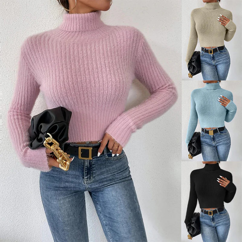 Marlow | Fitted Fine Knit Sweater with High Collar