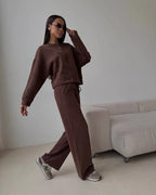 Elena | Elegant Loungewear Set with Button Placket & Elastic Pants