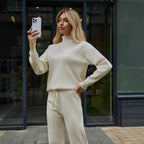 Simone | Elegant Cotton Knit Set with High Collar