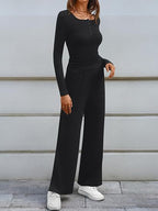 Willow | Chic Loungewear Set with Button Top & Wide Pants