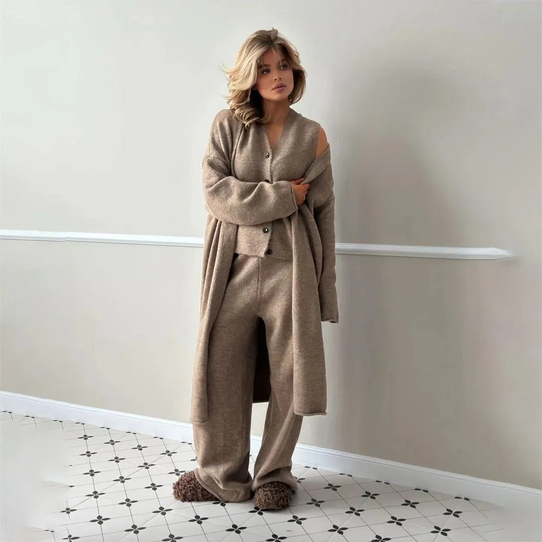 Freya | Elegant Cardigan Set with Wide Leg Pants