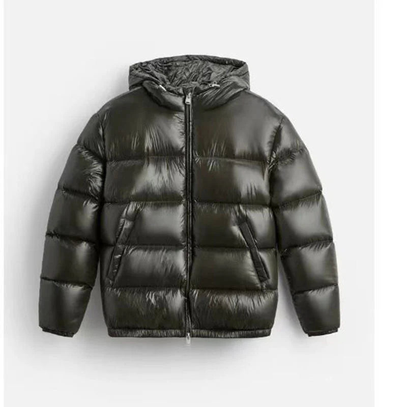 Rosalind – Women's Dark Green High Neck Puffer Jacket