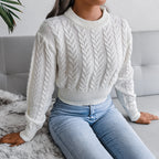 Fern – Women's Grey Fitted Cable Knit Jumper