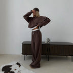 Sienna | Comfy Cropped Sweatshirt Set with Wide Pants