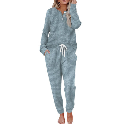Ivy | Striped Loungewear Set with Long-Sleeve Top & Wide Pants