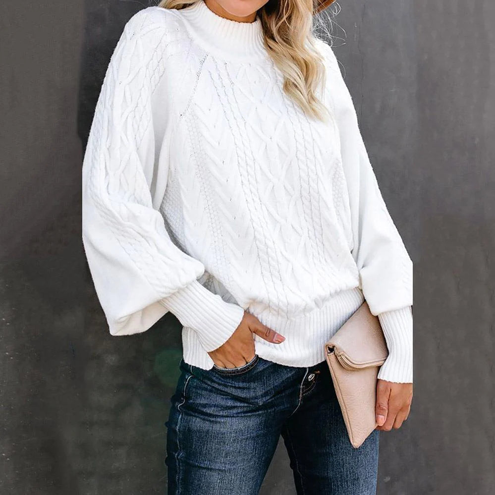 Sage | Textured Knit Sweater with High Collar