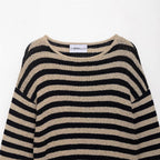 Fern | Relaxed Striped Knit Sweater with 3/4 Sleeves