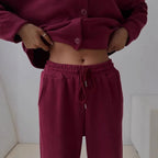 Elena | Elegant Loungewear Set with Button Placket & Elastic Pants