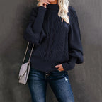 Sage | Textured Knit Sweater with High Collar