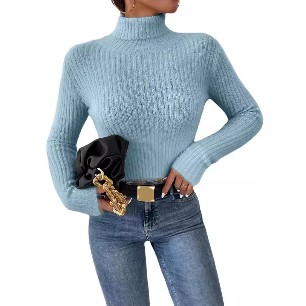 Marlow | Fitted Fine Knit Sweater with High Collar