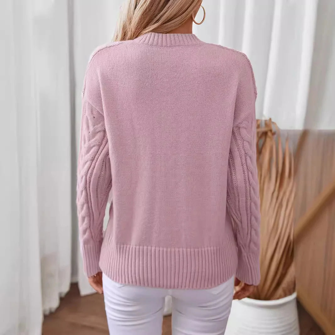 Marnie – Women's Black V-Neck Cable Knit Jumper
