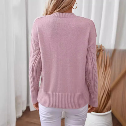 Marnie – Women's Black V-Neck Cable Knit Jumper