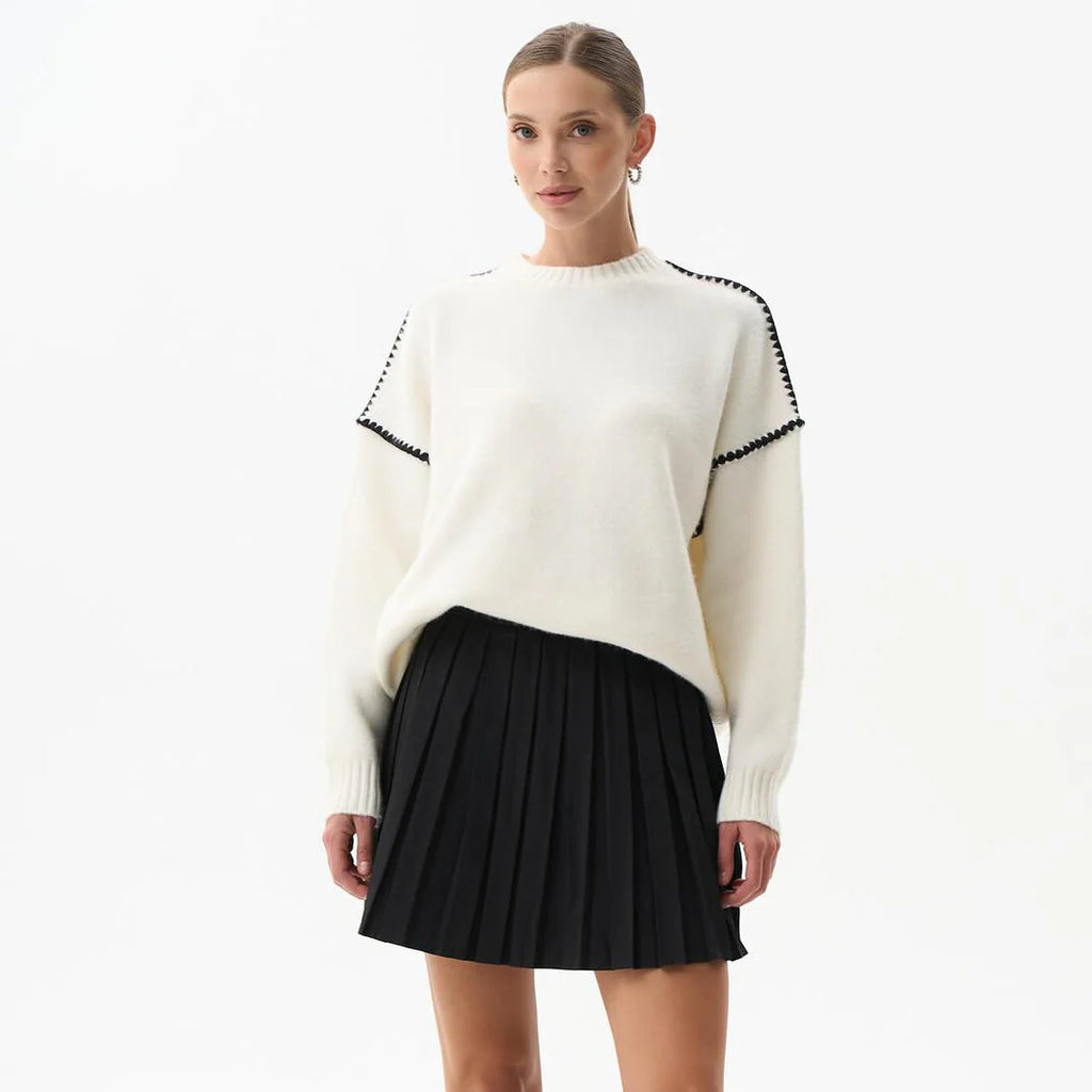 Hazel | Elegant Ribbed Knit Sweater with Wide Sleeves
