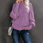 Sage | Textured Knit Sweater with High Collar