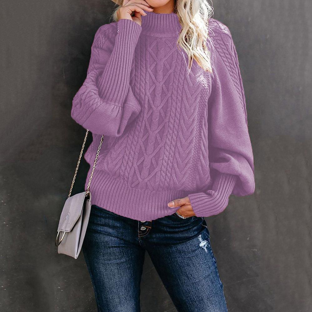 Sage | Textured Knit Sweater with High Collar
