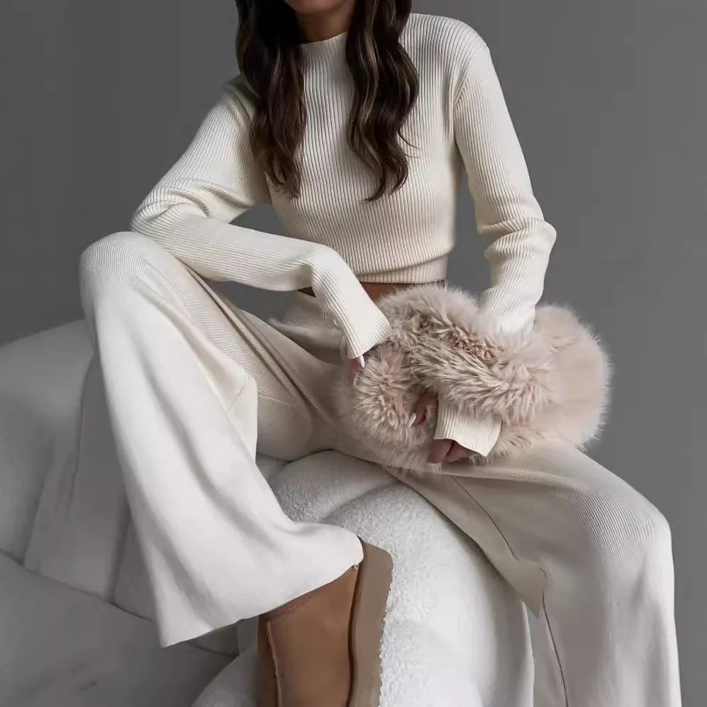 Zoe | Lightweight Cropped Knit Set with Long Sleeves