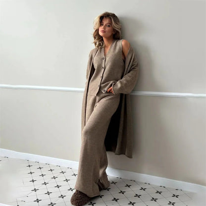 Freya | Elegant Cardigan Set with Wide Leg Pants