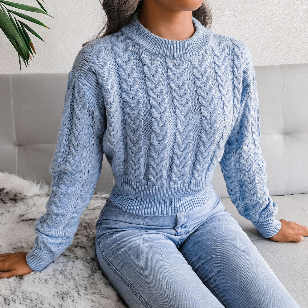 Fern – Women's Grey Fitted Cable Knit Jumper